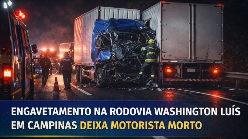 Campinas registra grave engavetamento na Rodovia Washington Luís com morte de motorista