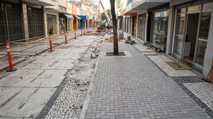 Troca do piso da Rua 13 de Maio começa em Campinas: o que muda para moradores e comércio do Centro